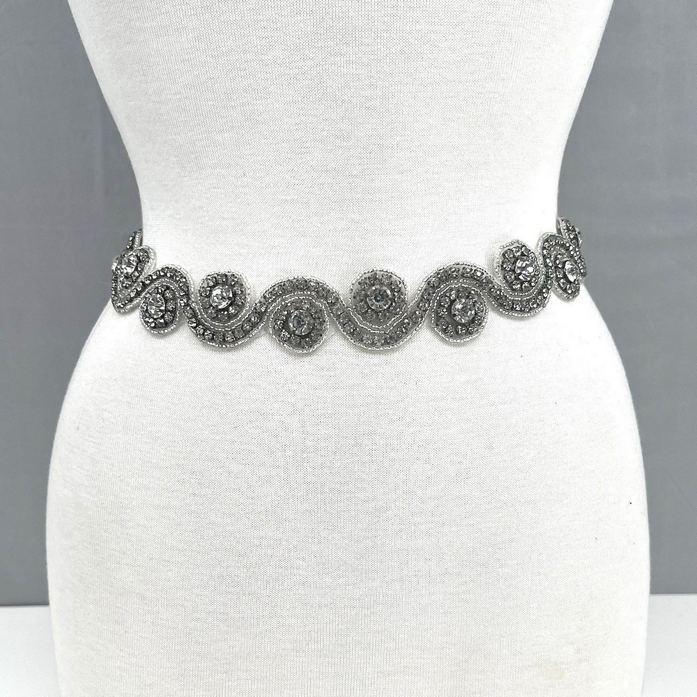 Rhinestone Belt White‎ Ribbon Tie Bridal Dress Belt Wedding Choker